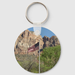 Amerikanische Flagge im Zion-Nationalpark II Schlüsselanhänger
