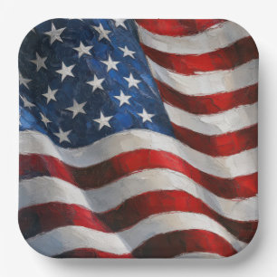Amerikanische Flagge Impasto-Malerei Pappteller