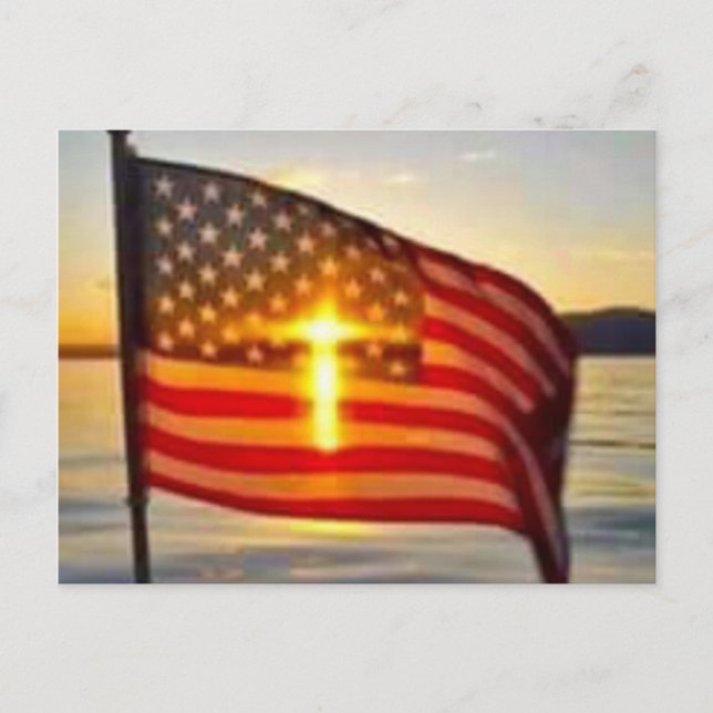 Amerikanische Flagge in der Sonne Postkarte (Vorderseite)
