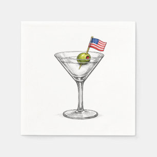 Amerikanische Flagge in einem Martini Serviette