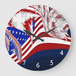Amerikanische Flagge in Flug-rotem weißem blauem Große Wanduhr
