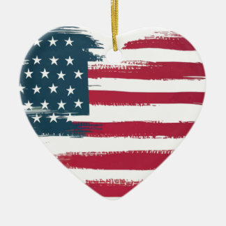 Amerikanische Flagge in Herzform | Patriotische Li Keramik Ornament