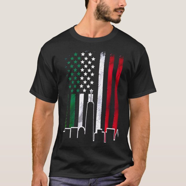 Amerikanische Flagge in italienischer Farbe NYC-Sk T-Shirt (Vorderseite)