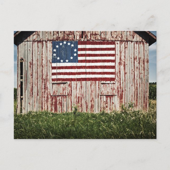 Amerikanische Flagge in Scheune gemalt Postkarte (Vorderseite)