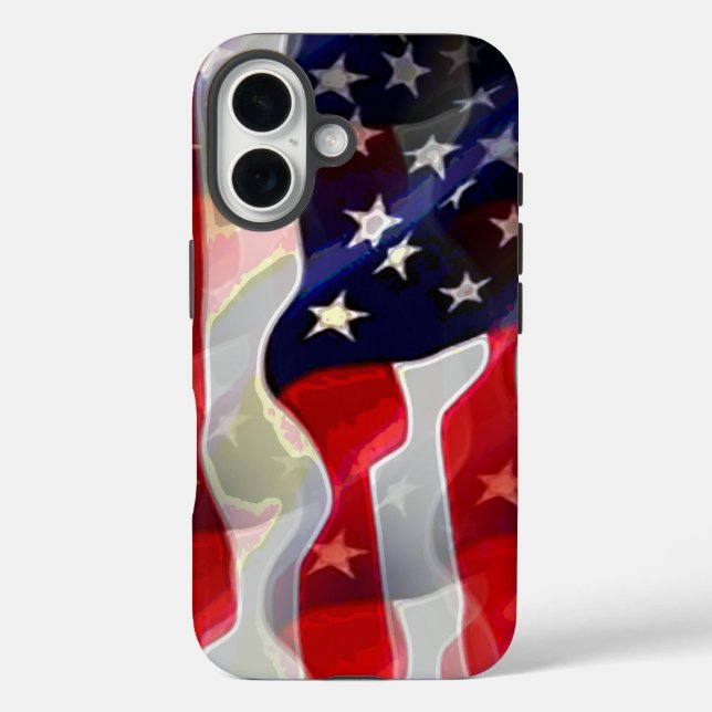 Amerikanische Flagge iPhone 16 Hülle (Rückseite)