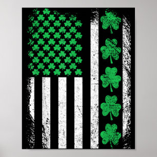 Amerikanische Flagge irische Shamrocks St Patricks Poster