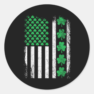 Amerikanische Flagge irische Shamrocks St Patricks Runder Aufkleber