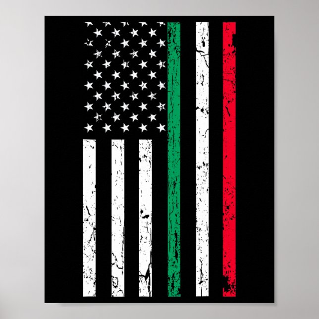 Amerikanische Flagge Italienischer Stolz 4. Juli Poster (Vorne)