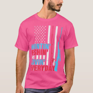 Amerikanische Flagge Jäger Jagen Fischen und liebe T-Shirt