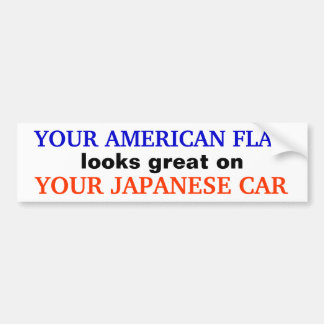 "AMERIKANISCHE FLAGGE/JAPANISCHES AUTO" AUTOAUFKLEBER