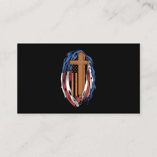 Amerikanische Flagge Jesus kreuzt religiöse USA Visitenkarte (Vorderseite)