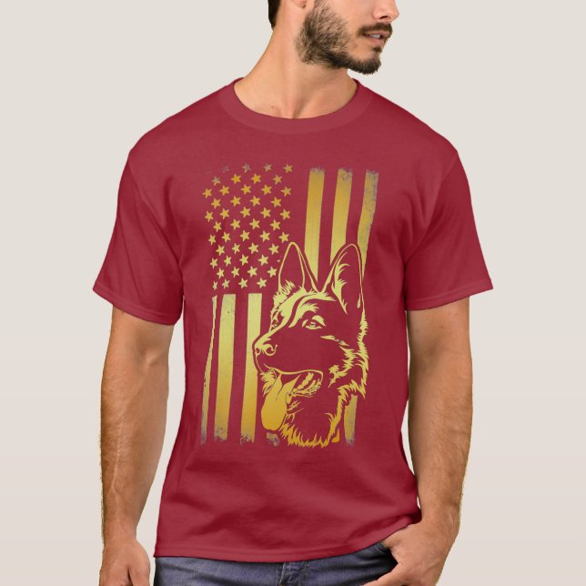 Amerikanische Flagge K9 Deutsche Schäferpolizei Do T-Shirt (Vorderseite)