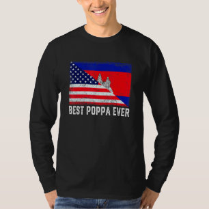 Amerikanische Flagge Kambodscha Flagge Beste Poppa T-Shirt