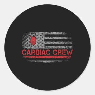 Amerikanische Flagge Kardiale Crew Kardiologie Kra Runder Aufkleber
