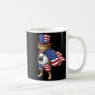 Amerikanische Flagge Katze 4. Juli Patriotisch Rot Kaffeetasse