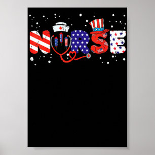 Amerikanische Flagge Krankenschwester 4. Juli RN L Poster