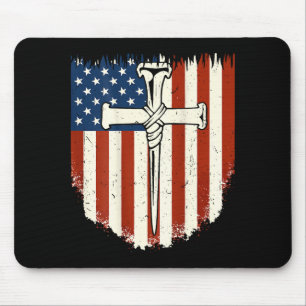 Amerikanische Flagge Kreuz 3 Nagel Patriotischer C Mousepad