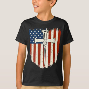 Amerikanische Flagge Kreuz 3 Nagel Patriotisches C T-Shirt