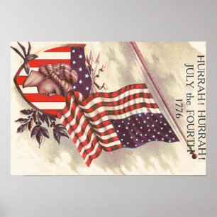 Amerikanische Flagge Lady Liberty Shield Poster