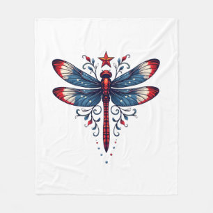 Amerikanische Flagge Libelle Patriotisch 4. Juli R Fleecedecke