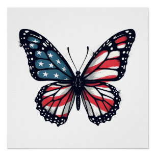 Amerikanische Flagge Libelle Patriotisch 4. Juli R Poster