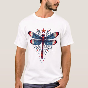 Amerikanische Flagge Libelle Patriotisch 4. Juli R T-Shirt