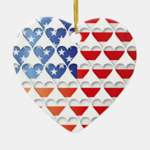 Amerikanische Flagge Liebesherzen Keramik Ornament