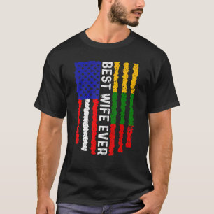 Amerikanische Flagge Litauen Flaggenbeste Ehefrau T-Shirt
