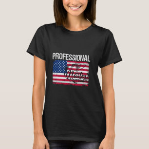 Amerikanische Flagge Lustig Fischen Retro Professi T-Shirt