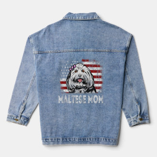 Amerikanische Flagge Malteser Mama Retro Patriotic Jeansjacke