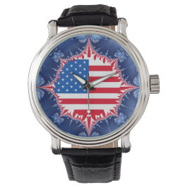 Amerikanische Flagge Mandelbrot Armbanduhr