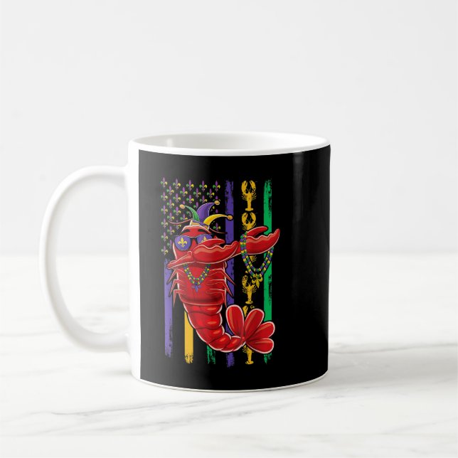 Amerikanische Flagge Mardi Gras Crawfish Dabbing 2 Kaffeetasse (Links)