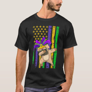Amerikanische Flagge Mardi Gras Mops-Hundefestival T-Shirt