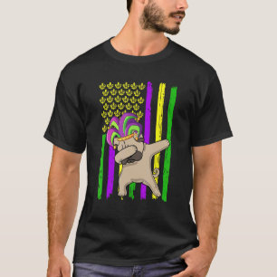 Amerikanische Flagge Mardi Gras Pug Dabbing Hund P T-Shirt