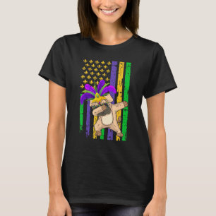 Amerikanische Flagge Mardi Gras Pug-Hundefestival T-Shirt