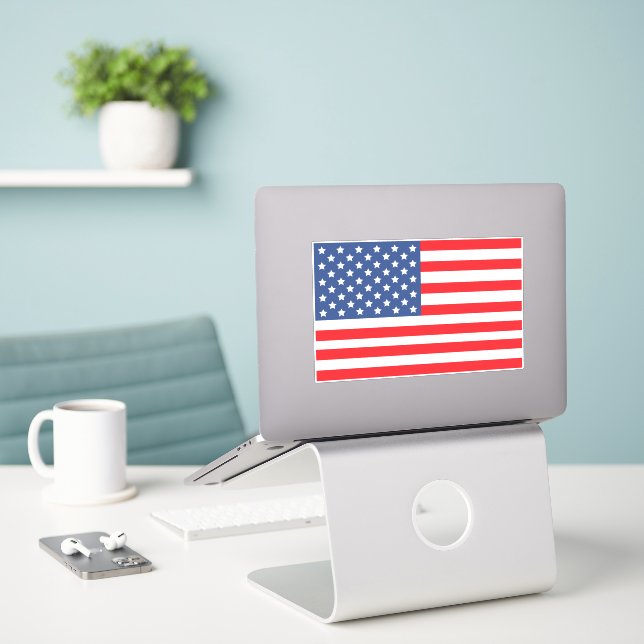 Amerikanische Flagge Maßgeschneiderter Vinyl Stick Aufkleber (Laptop auf Schreibtisch)