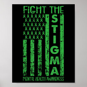Amerikanische Flagge Mental Health Awareness Green Poster