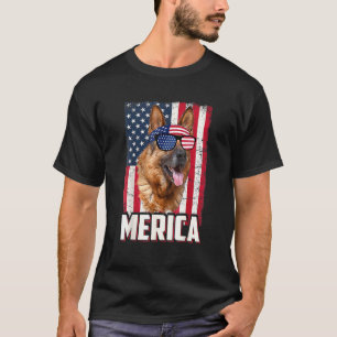 Amerikanische Flagge Merica Deutscher Schäferhund T-Shirt