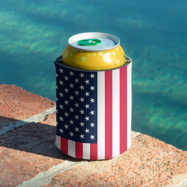 Amerikanische Flagge mit 50 Sternen: US Flagge mit Dosenkühler (In Situ Pool)
