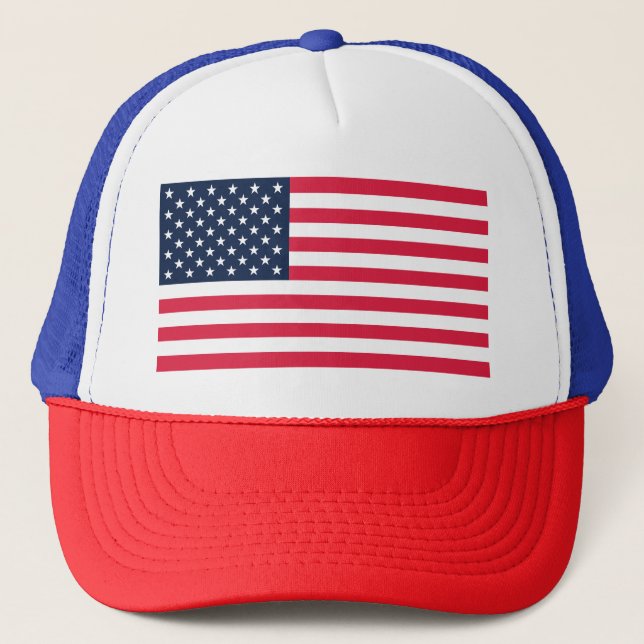 Amerikanische Flagge mit 50 Sternen: US Flagge mit Truckerkappe (Vorderseite)