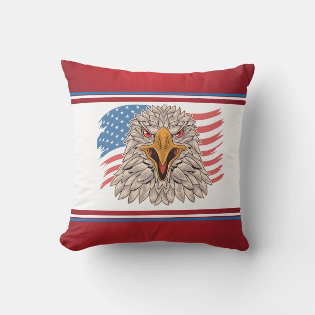 Amerikanische Flagge mit Adler Kissen (Vorderseite)