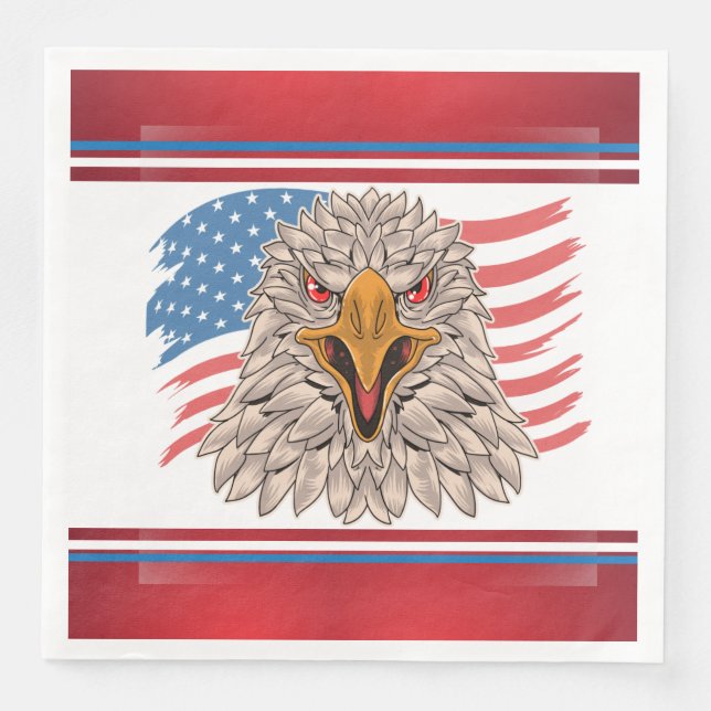 Amerikanische Flagge mit Adler Serviette (Vorderseite)