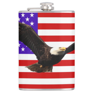 Amerikanische Flagge mit Adler USA Flachmann