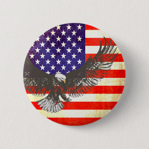 Amerikanische Flagge mit Adlertasten rot-weiß & bl Button
