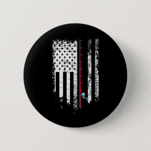 Amerikanische Flagge mit Angelrute - Patriotischer Button