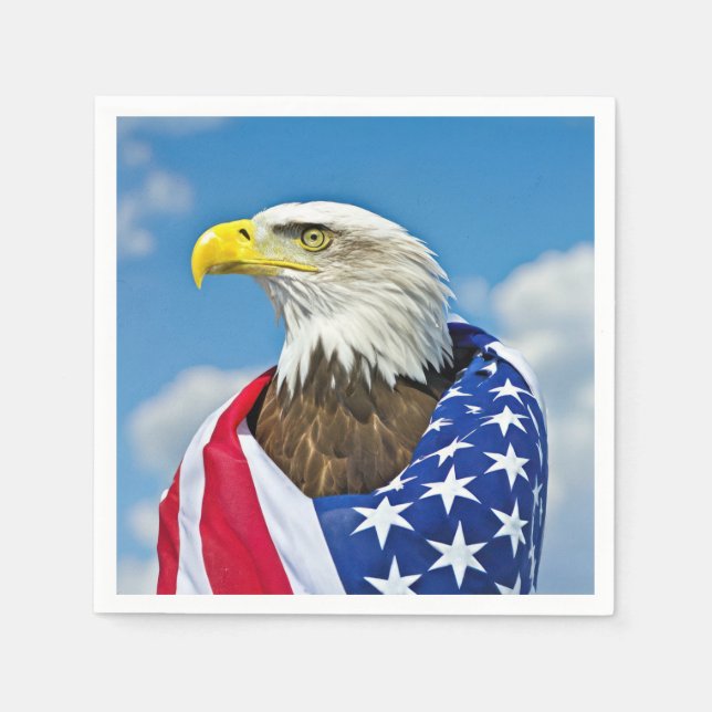 Amerikanische Flagge mit Bald-Adler Serviette (Vorderseite)