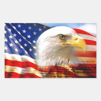 Amerikanische Flagge mit Bald Eagle Rechteckiger Aufkleber