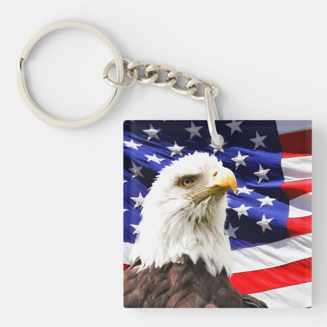 Amerikanische Flagge mit Bald Eagle Schlüsselanhänger (Vorderseite)