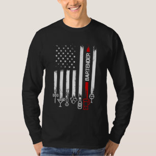 Amerikanische Flagge mit Barkeeper für Frauenvater T-Shirt