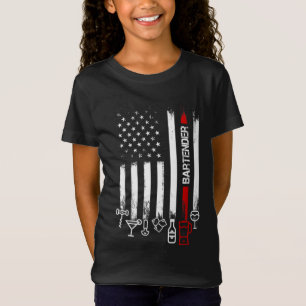 Amerikanische Flagge mit Barkeeper für Frauenvater T-Shirt